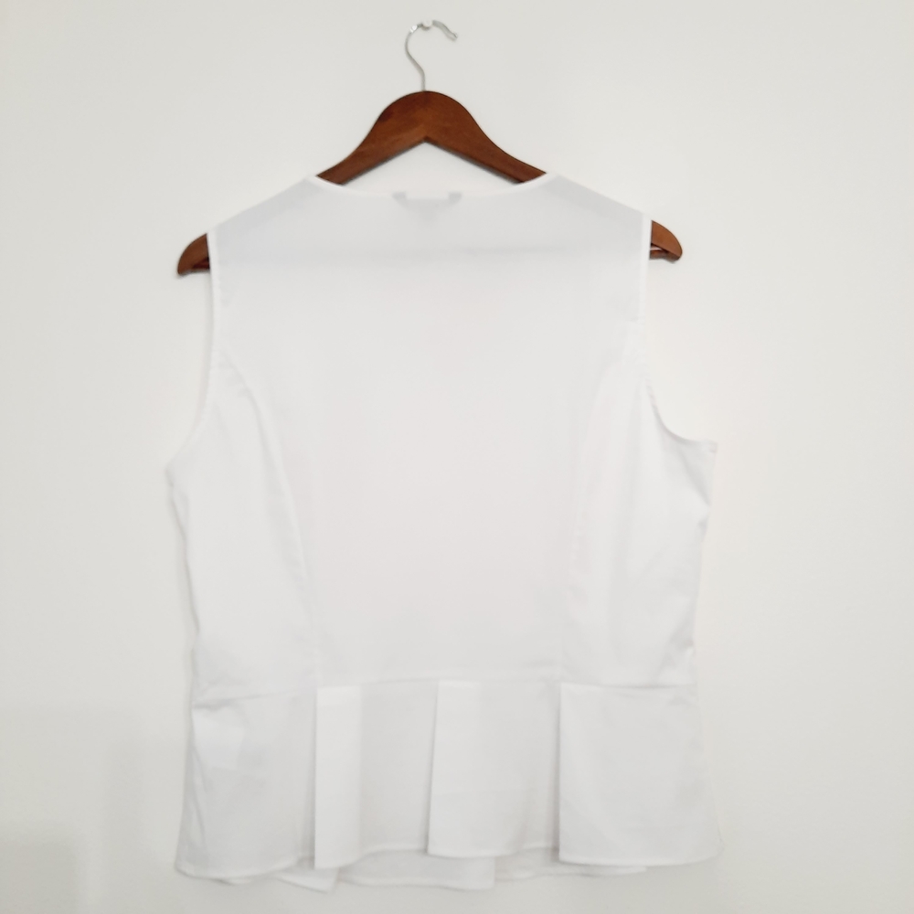 Brooks Brothers White Poplin Peplum Top 12 - Picture 4 of 6